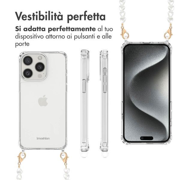imoshion Back Cover mit Band + Armband Apple iPhone 15 Pro Max - Perlenherzen