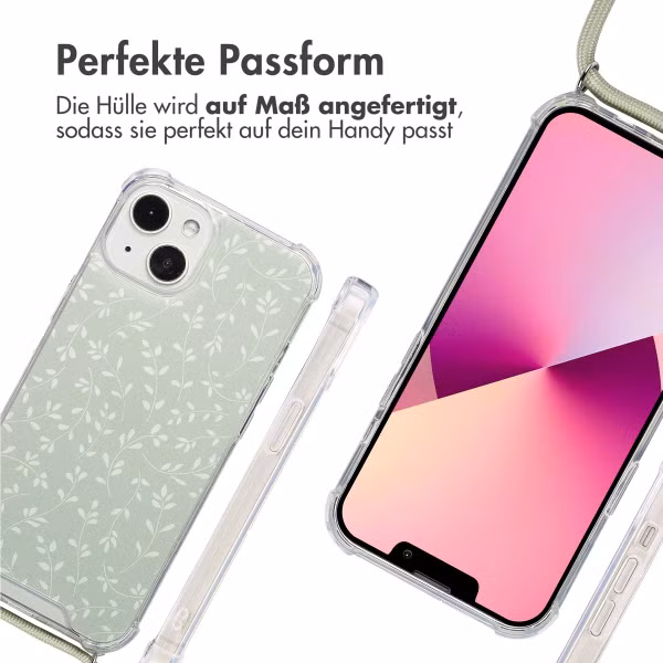 imoshion Design Hülle mit Band Apple iPhone 13 - Smoke Green Flowers
