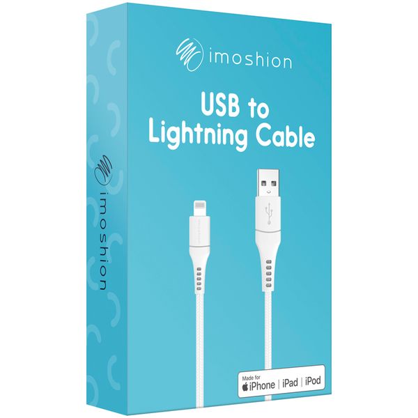 imoshion MFI-zertifiziertes Lightning- auf USB-Kabel - Geflochtenes Gewebe - 1,5 m - Weiß