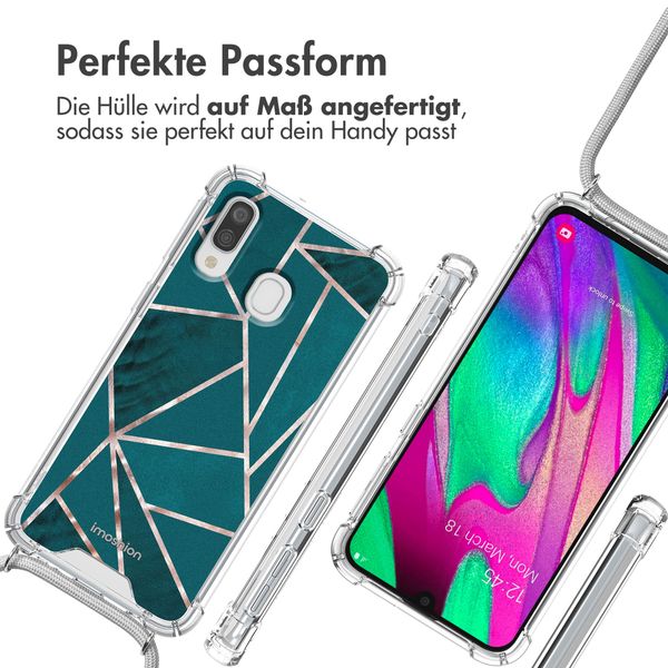 imoshion Design Hülle mit Band Samsung Galaxy A40 - Petrol Green Graphic