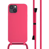 imoshion Silikonhülle mit Band für das Apple iPhone 14 - Rosa fluoreszierend