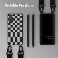 Selencia Silikonhülle design mit abnehmbarem Band für das Samsung Galaxy S20 FE - Irregular Check Black