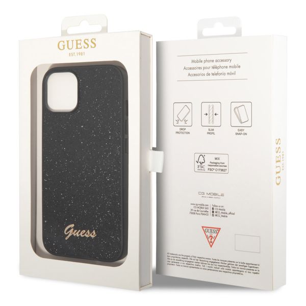 Guess Glitter Flakes Back Cover Apple iPhone 14 - Schwarz