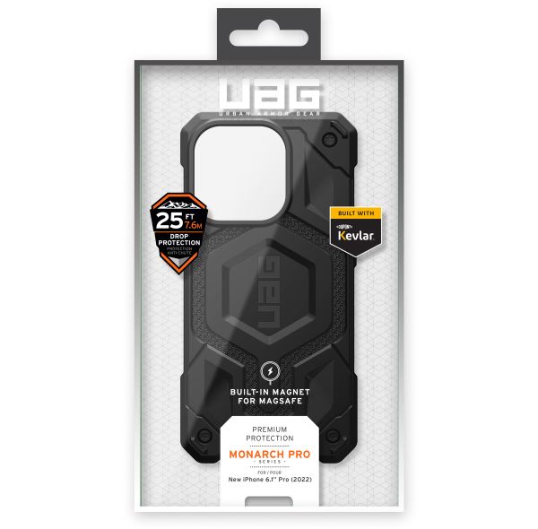 UAG Monarch Backcover MagSafe für das iPhone 14 Pro - Kevlar Black