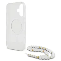 Guess MagSafe IML Glitter Case mit Beads Strap Apple iPhone 16 - Transparent