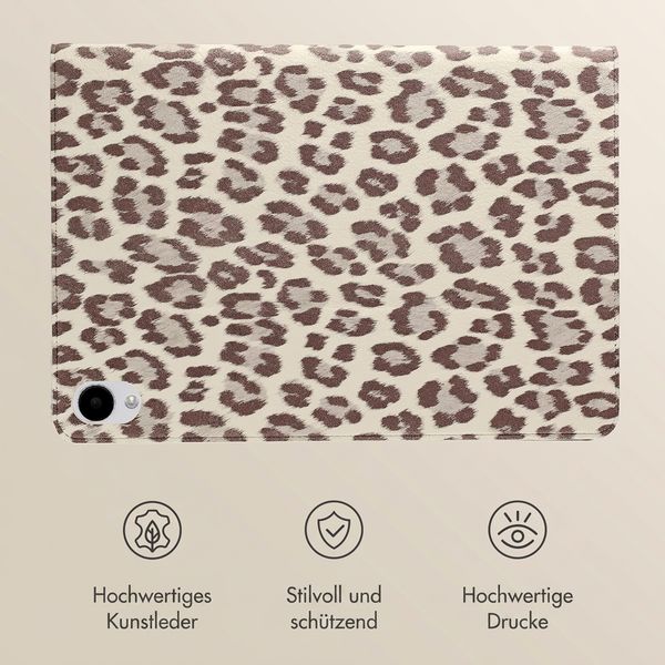 Selencia Sabi Klapphülle mit Leopardenmuster Samsung Galaxy Tab S11 - Soft Ivory