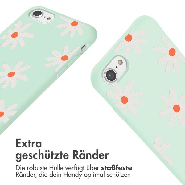 imoshion Silikonhülle design mit Band für das iPhone SE (2022 / 2020) / 8 / 7 - Green Flower Distance