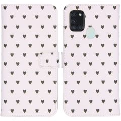 imoshion Design TPU Klapphülle Galaxy A21s - Hearts Allover White