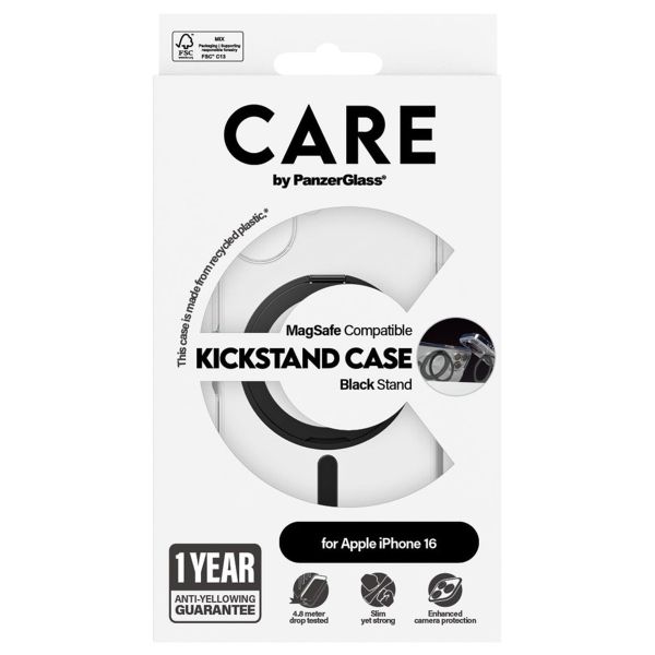 CARE by PanzerGlass Kickstand Case MagSafe Apple iPhone 16 - Schwarz