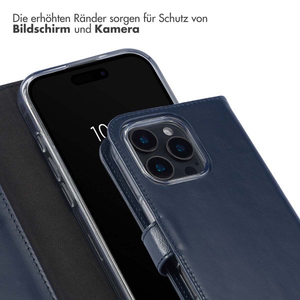 Selencia Echtleder Klapphülle für das Apple iPhone 16 Pro - Blau