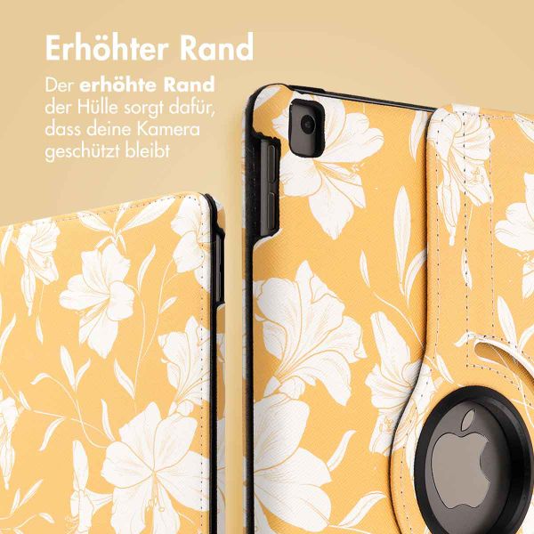 imoshion 360° drehbare Design Klapphülle für das iPad 9 (2021) / iPad 8 (2020) / iPad 7 (2019) 10.2 Zoll - Yellow Flowers