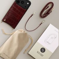 Selencia Nova Croco HandyHülle mit Kordel und Kartenhalter Apple iPhone 18 Pro Max / 17 Pro Max - Burgundy