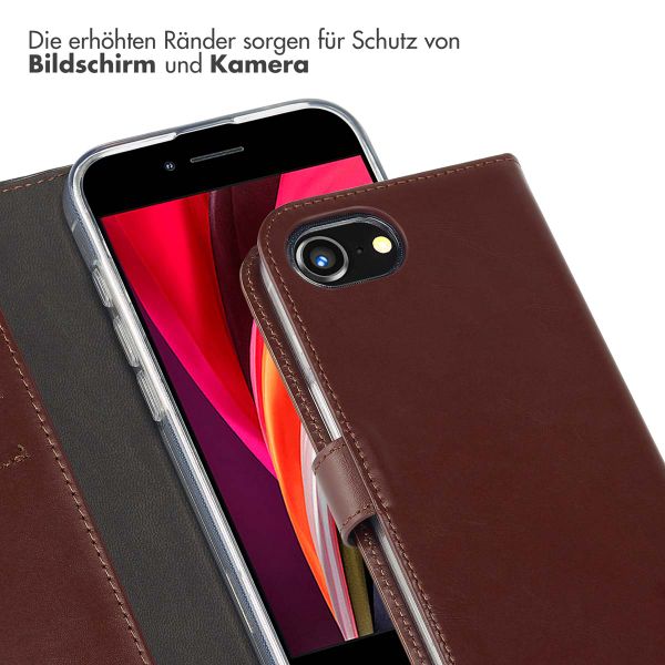 Selencia Echtleder Buchhülle iPhone 16e - Braun