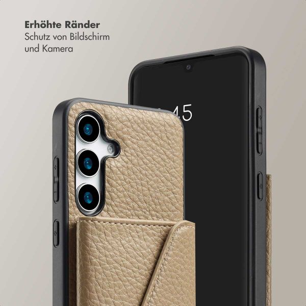 Selencia Sera Kordel-Hulle mit Kartenhalter-Umschlag für das Samsung Galaxy S25 - Beige