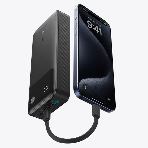 Anker Powerbank - 20.000 mAh - 30 Watt - USB-A + 2x USB-C - Schwarz