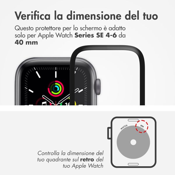 Accezz 2x Displayschutzfolie mit Applikator für die Apple Watch Series 4-6 / SE - 40 mm