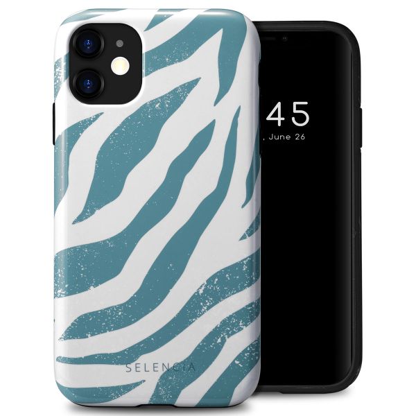 Selencia Vivid Back Cover Apple iPhone 11 - Colorful Zebra Pine Blue
