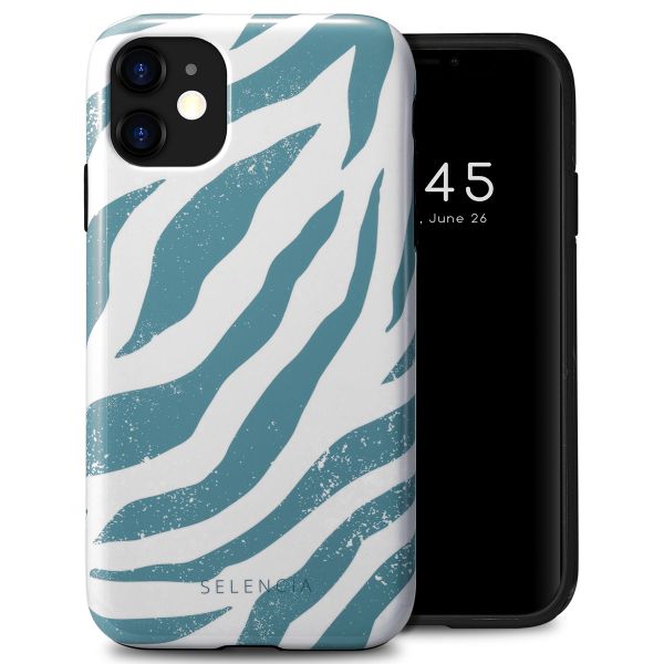 Selencia Vivid Tough Back Cover für das iPhone 11 - Colorful Zebra Pine Blue