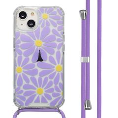 imoshion Design Hülle mit Band Apple iPhone 14 - Tropical Violet Flowers Connect