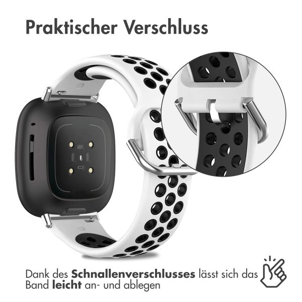 imoshion Silikonband Sport für das Fitbit Versa 4 / 3 / Sense (2) - Weiß/Schwarz