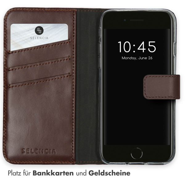 Selencia Echtleder Klapphülle iPhone SE (2022 / 2020) / 8 / 7 / 6(s) - Braun