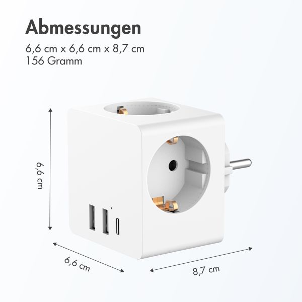 Accezz PowerCube | 6-in-1 - 1x USB-C + 2x USB-A + 3x Steckdose - 4000 Watt - Weiß