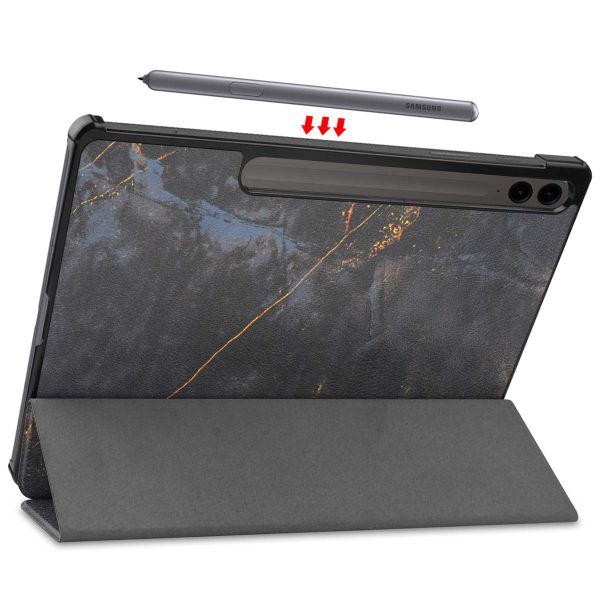 imoshion Design Trifold Klaphülle Samsung Galaxy Tab S10 Plus / Tab S9 FE Plus / Tab S9 Plus - Black Marble