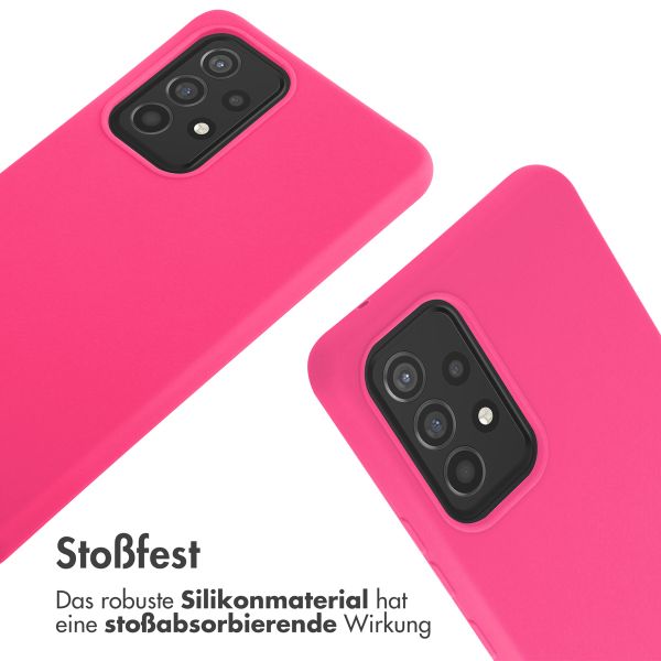 imoshion Silikonhülle mit Band für das Samsung Galaxy A53 - Rosa fluoreszierend