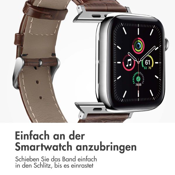 imoshion Leder-Krokodilarmband für die Apple Watch Series 1 bis 10 / SE / Ultra (2) (44/45/46/49 mm) - Braun