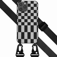 Selencia Silikonhülle design mit abnehmbarem Band für das Apple iPhone 12 Pro Max - Irregular Check Black