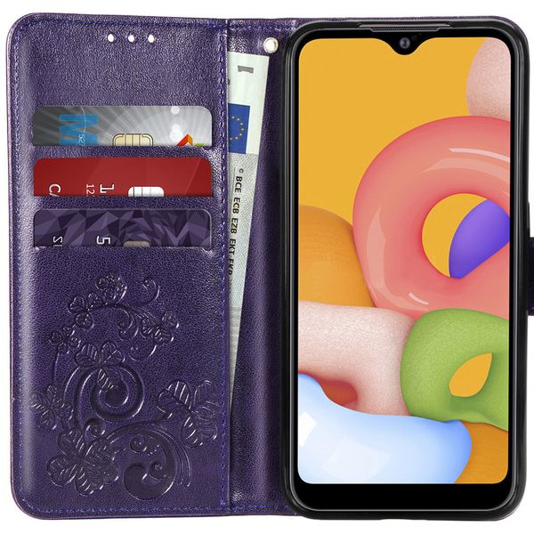 Kleeblumen Klapphülle Violett Samsung Galaxy A01