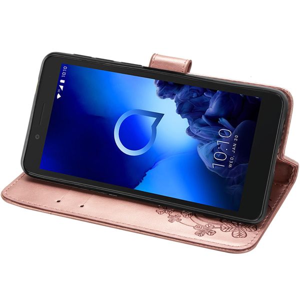 Kleeblumen Klapphülle Roségold Alcatel 1C (2019)
