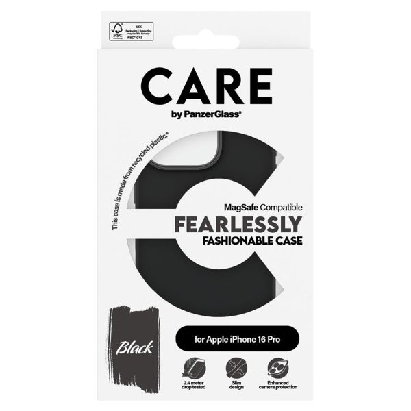 CARE by PanzerGlass Fashion Back Cover MagSafe für das iPhone 16 Pro - Schwarz