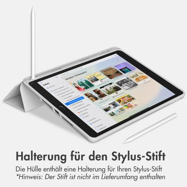 Accezz Smarte Klapphülle aus Silikon Apple iPad 9 (2021) 10.2 Zoll / iPad 8 (2020) 10.2 Zoll / iPad 7 (2019) 10.2 Zoll - Grau