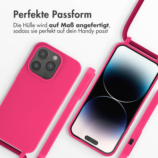 imoshion Silikonhülle mit Band für das iPhone 14 Pro - Rosa fluoreszierend