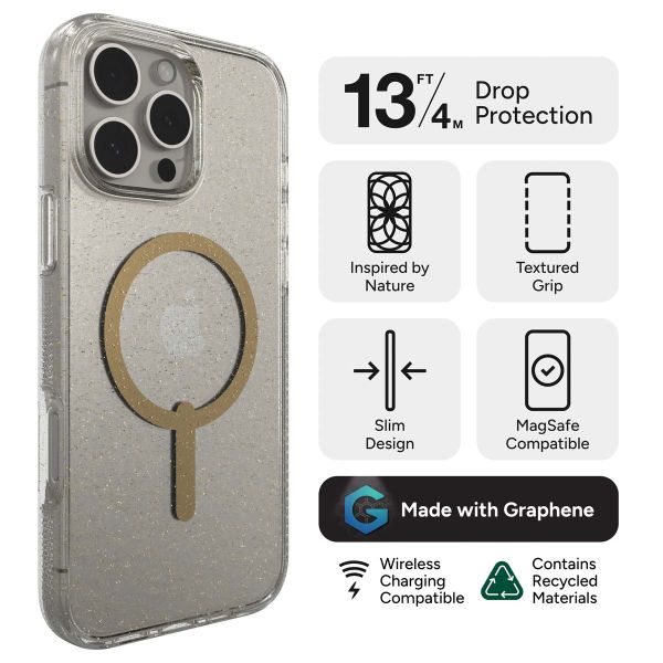 ZAGG Milan Snap Case mit MagSafe für das iPhone 16 Pro Max - Gold Glitter