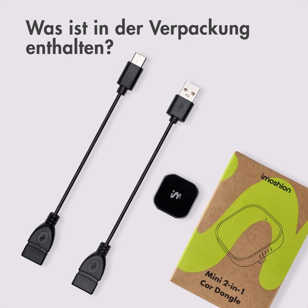imoshion Mini 2-in-1 Auto-Dongle - Kabelloses CarPlay und Android Auto - Schwarz