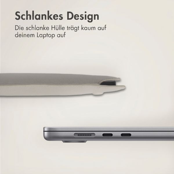 Accezz Leather Laptop Hülle Apple MacBook 14 Zoll - Laptop Sleeve - Beige