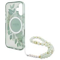 Guess MagSafe IML Flowers Case mit Beads Strap für das Apple iPhone 16 - Green