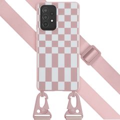 Selencia SilikonHülle design mit abnehmbarem Band Samsung Galaxy A53 - Irregular Check Sand Pink