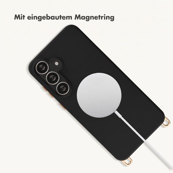 Selencia Rivièra Backcover mit MagSafe mit abnehmbaren Haken Samsung Galaxy S25 FE - Velvet Black
