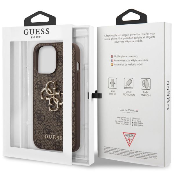 Guess 4G Metal Logo Back Cover für das iPhone 13 Pro - Braun