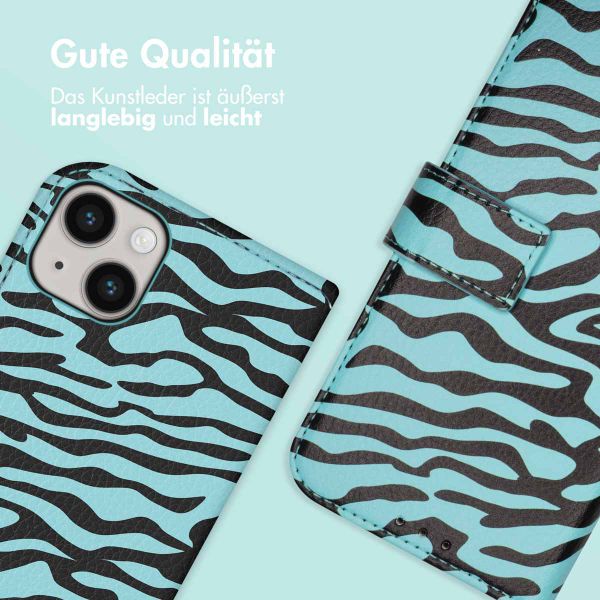 imoshion Design Klapphülle Apple iPhone 14 - Black Blue Stripes