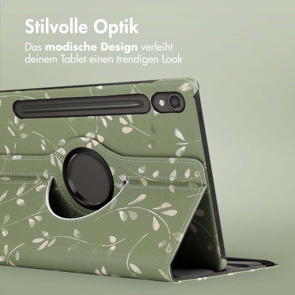 imoshion 360° drehbare Design Klapphülle für das Samsung Galaxy Tab S9 11.0 Zoll - Green Flowers