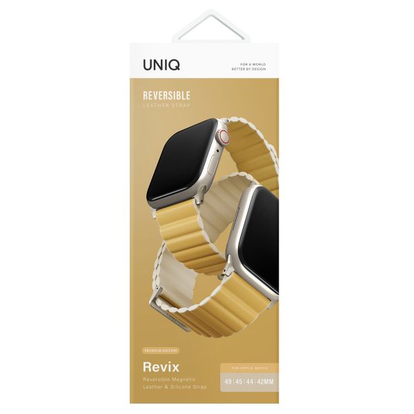 Uniq Revix Premium Edition doppelseitiges Armband für die Apple Watch Series 1 bis 10 / SE / Ultra (2) (44/45/46/49 mm) - Elfenbein/Kanariengelb