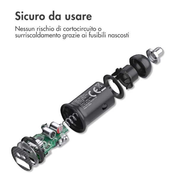 imoshion ﻿Mini-Autoladegerät - 2 Anschlüsse – USB-A–Schnellaufladung – USB-C-Stromversorgung - 60 Watt – Schwarz