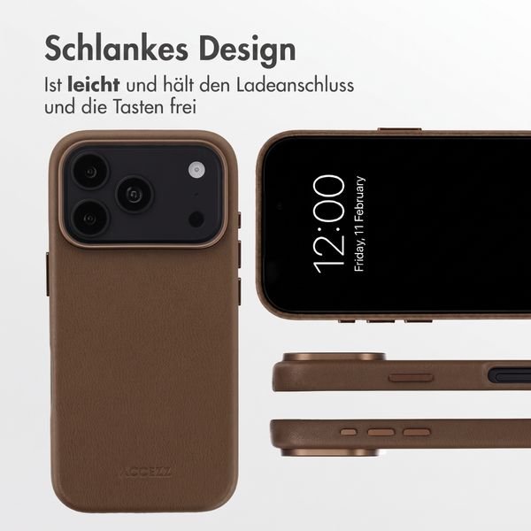 Accezz MagSafe Leather Backcover Apple iPhone 18 Pro / 17 Pro - Kaffeebraun