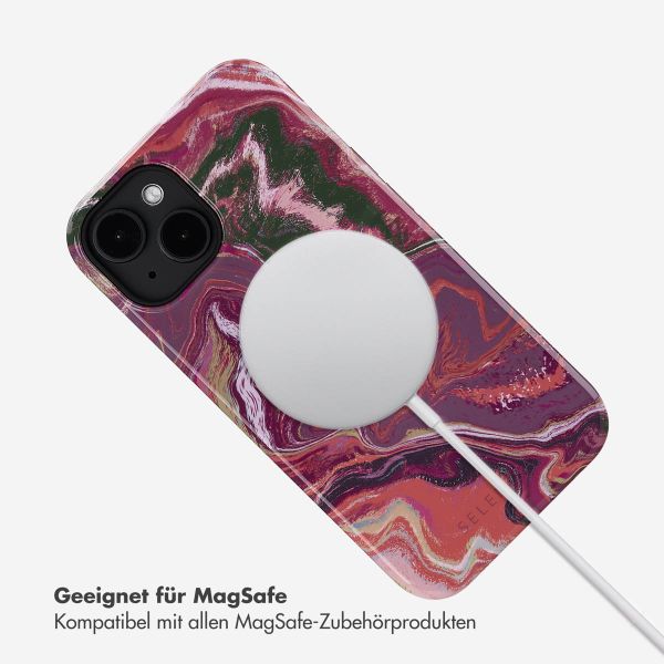 Selencia Vivid Tough Back Cover MagSafe für das iPhone 14 - Marble Purple