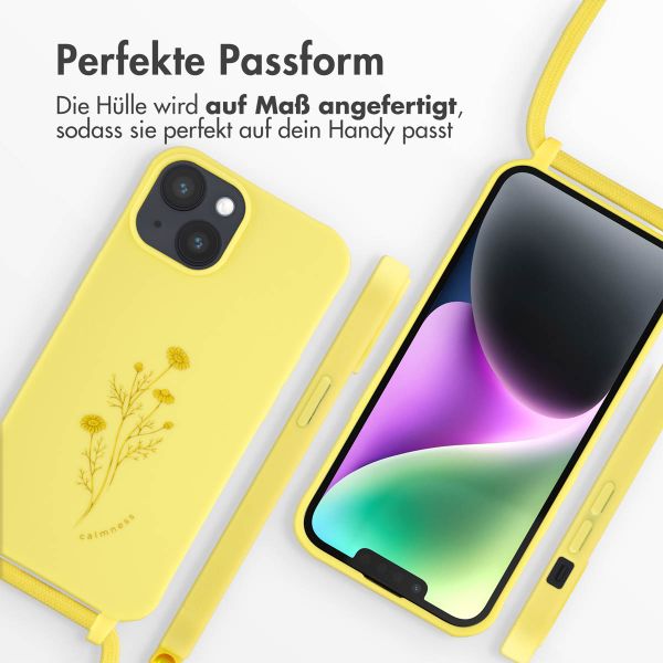 imoshion Silikonhülle design mit Band für das iPhone 14 - Flower Yellow