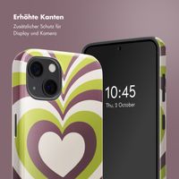 Selencia Vivid Tough Back Cover MagSafe für das iPhone 13 - Double Hearts Plum Fern